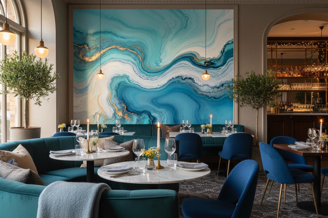 Opulent Teal Gold Agate Marble Wallpaper – alternate view, Golden Era Walls