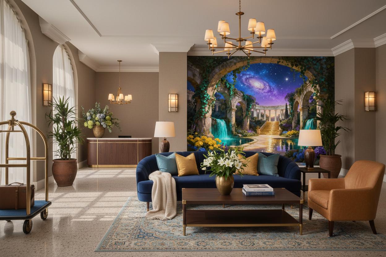 Dreamy Galaxy High End Wallpaper – room setting, Golden Era Walls
