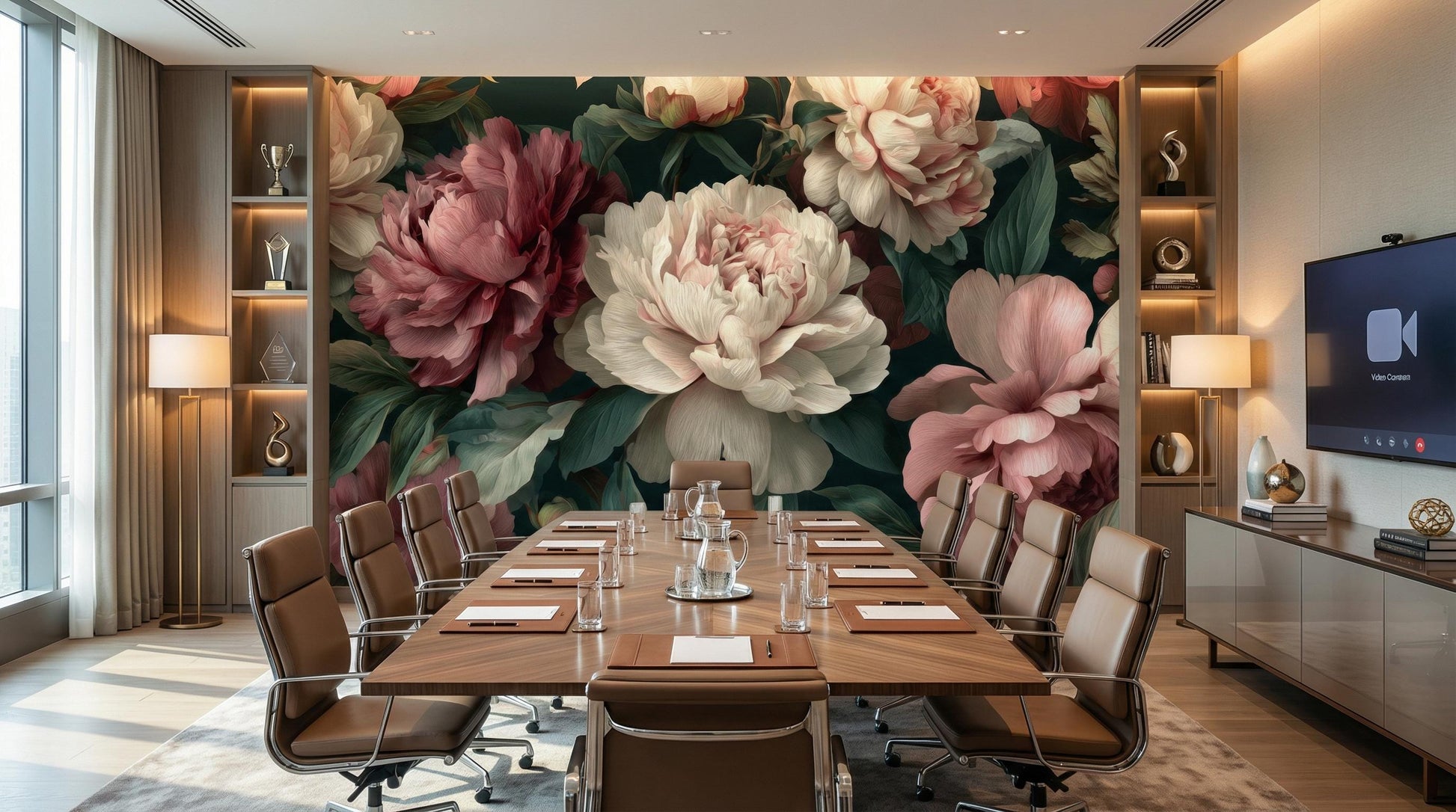 Dark Academia Floral Moody Floral Wallpaper – scale reference, Golden Era Walls