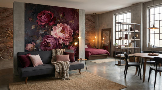 Dark Floral Moody Vintage Floral Wallpaper – detail view, Golden Era Walls