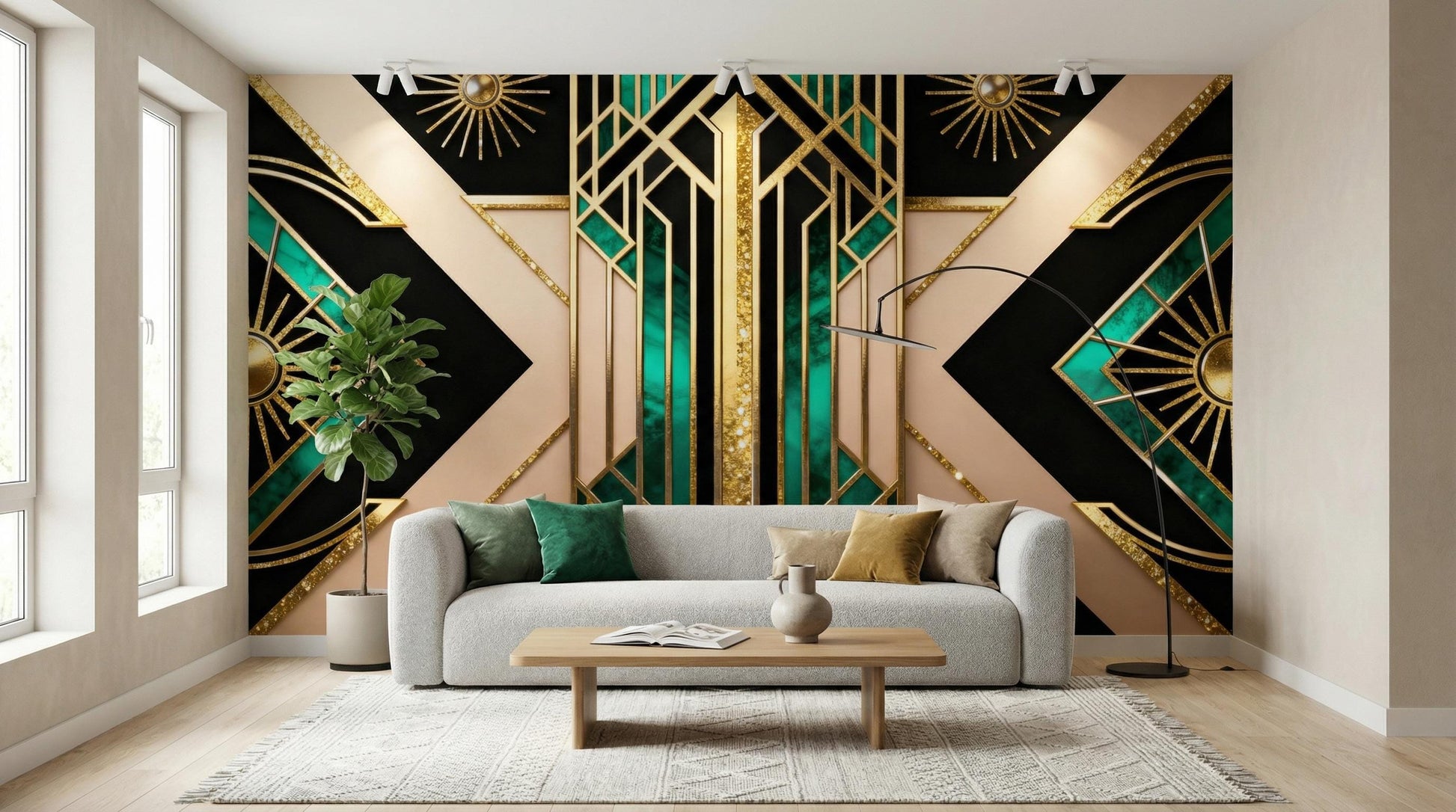 Dark Green Floral Moody Floral Wallpaper – detail view, Golden Era Walls