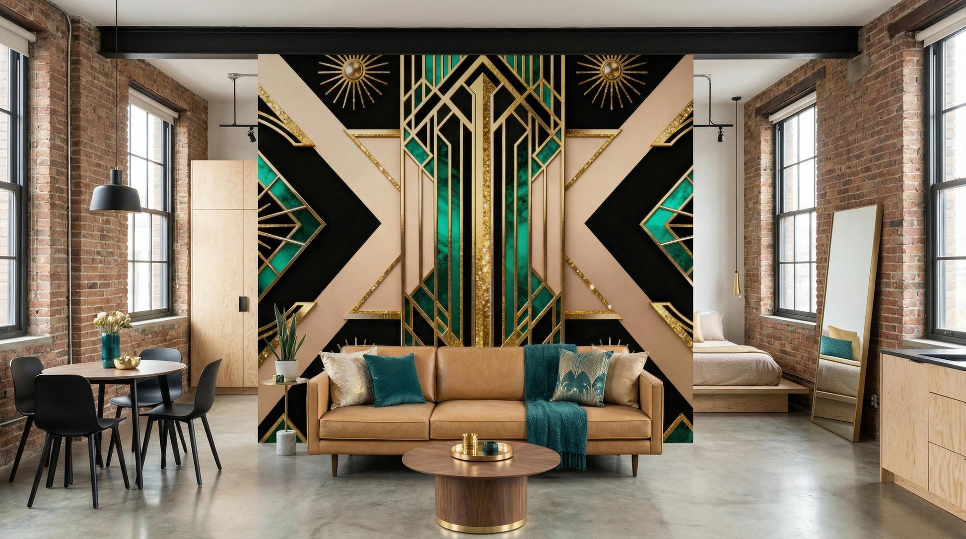 Dark Green Floral Moody Floral Wallpaper – lifestyle view, Golden Era Walls