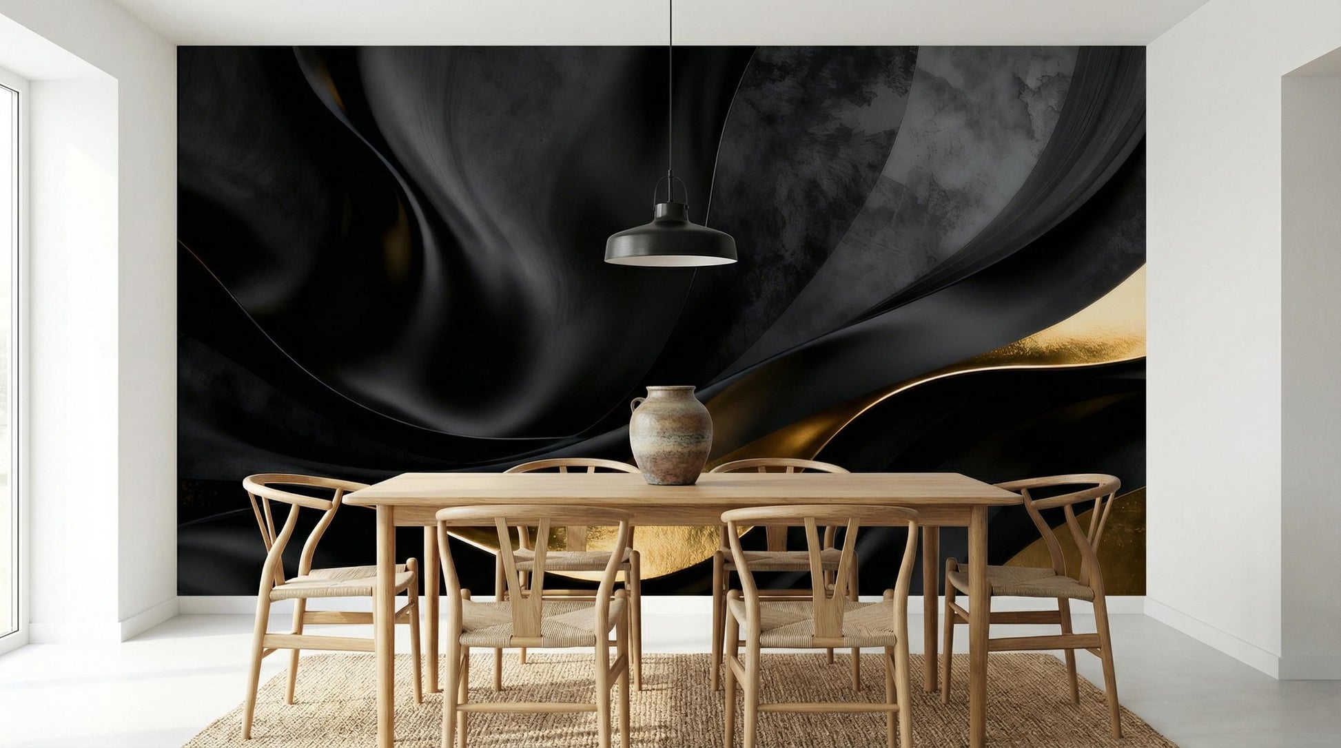 Black Gold Abstract Luxury Marble Wallpaper – scale reference, Golden Era Walls