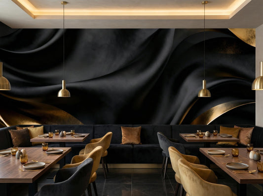 Moody Luxury Decor Liquid Geometric Wallpaper – peel and stick wallpaper mural, Golden Era Walls