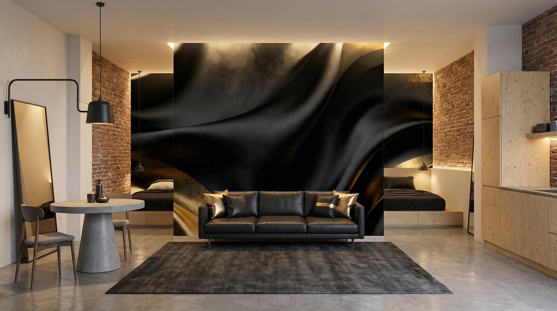 Moody Luxury Decor Liquid Geometric Wallpaper – alternate view, Golden Era Walls