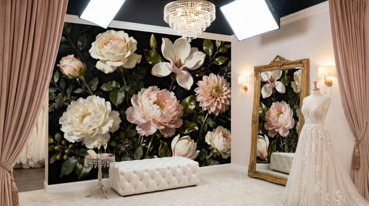 Dark Floral Moody Vintage Floral Wallpaper – peel and stick wallpaper mural, Golden Era Walls