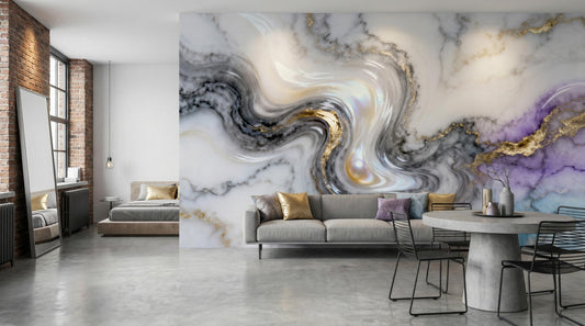 Luxury Marble Gold Purple Marble Wallpaper – peel and stick wallpaper mural, Golden Era Walls