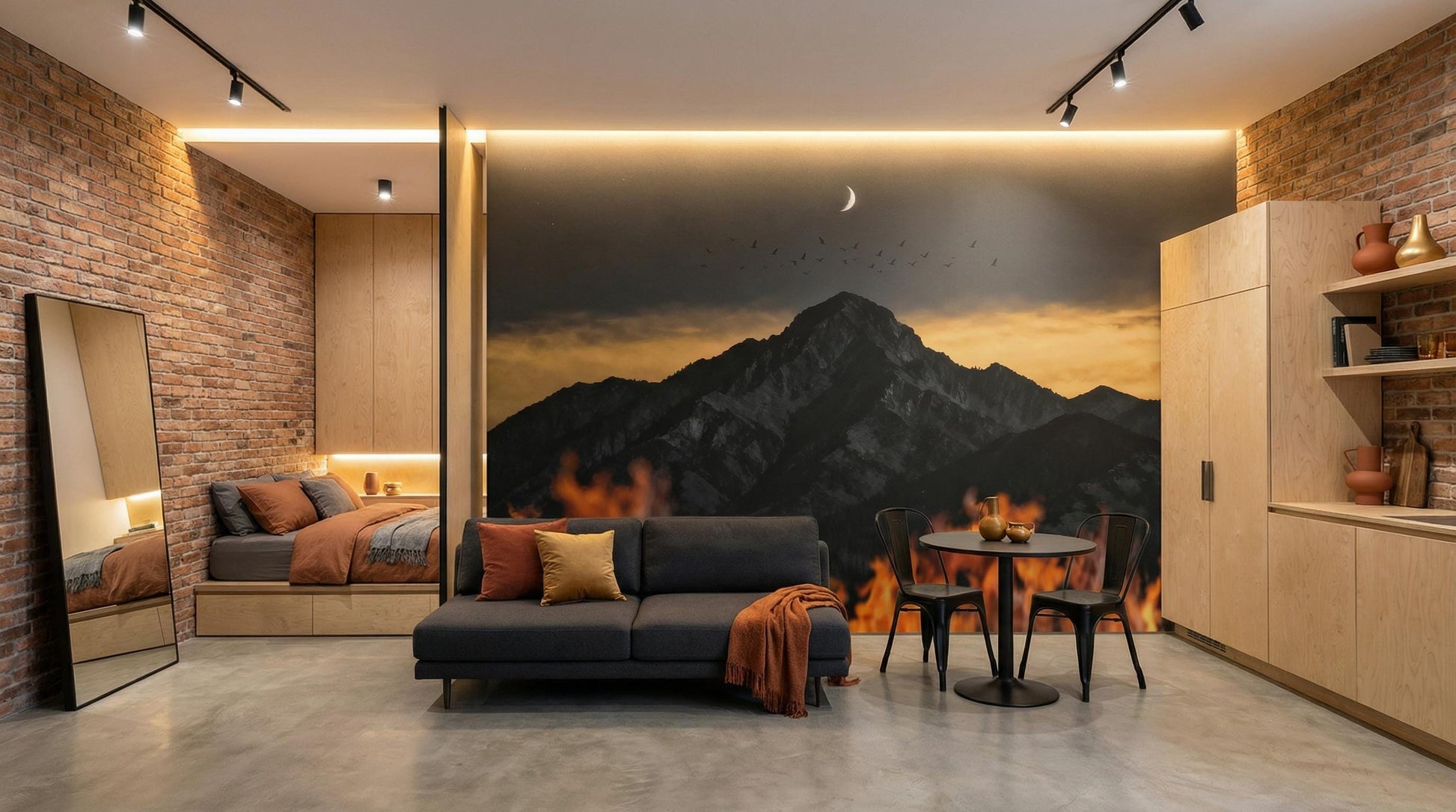 Night Sky Mountain Scene Wallpaper – peel and stick wallpaper mural, Golden Era Walls