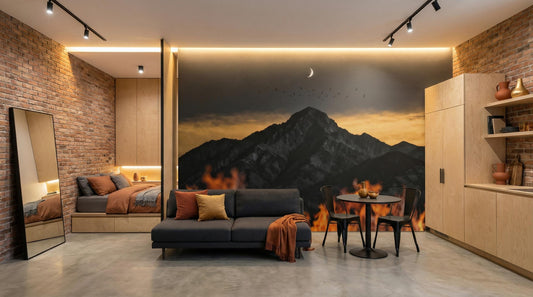 Night Sky Mountain Scene Wallpaper – peel and stick wallpaper mural, Golden Era Walls