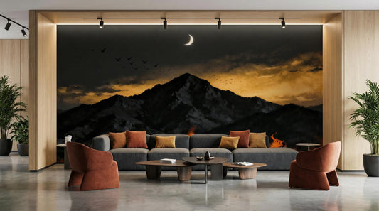 Dramatic Night Sky Warm Wallpaper – peel and stick wallpaper mural, Golden Era Walls