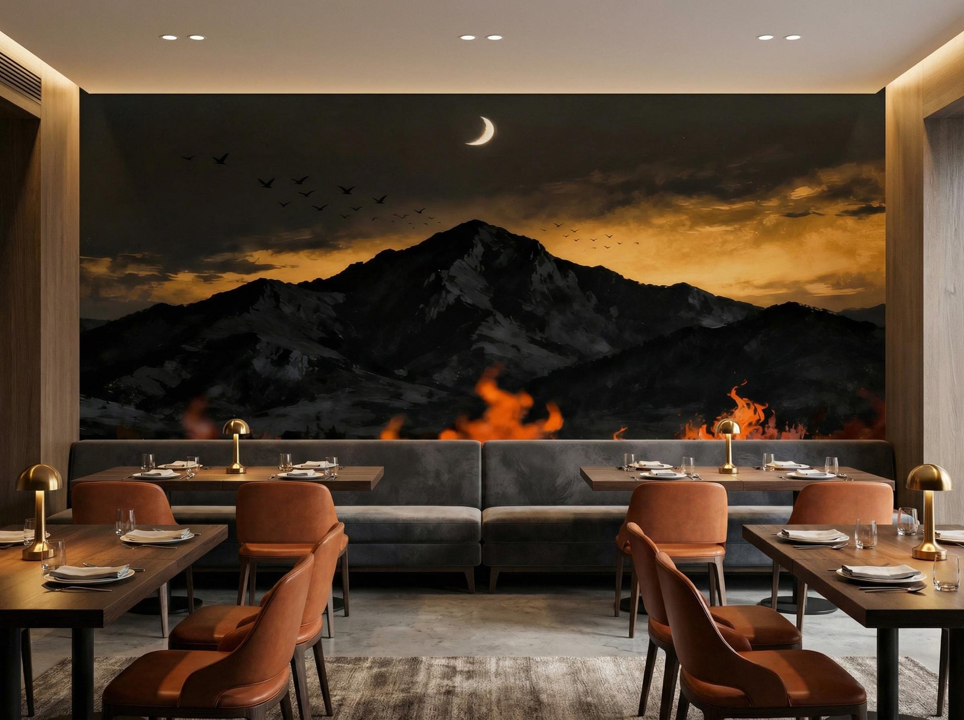 Dramatic Night Sky Warm Wallpaper – detail view, Golden Era Walls