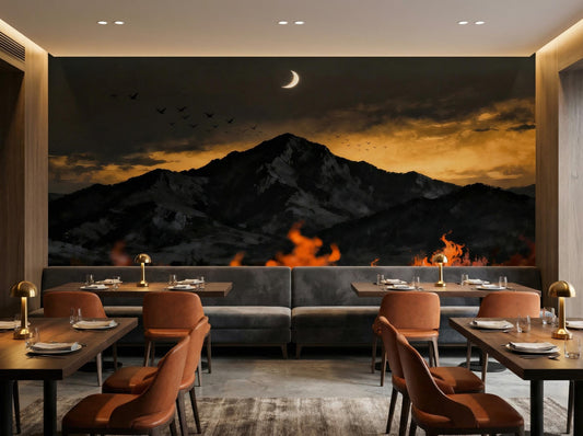 Dramatic Night Sky Warm Wallpaper – detail view, Golden Era Walls