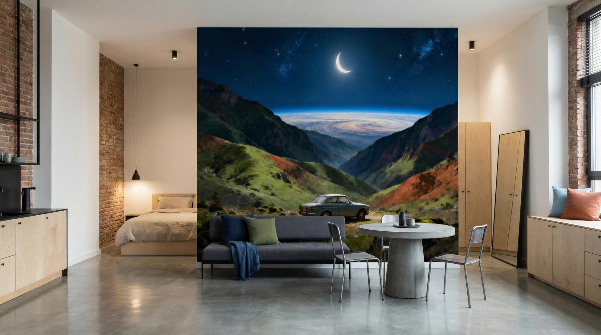 Dreamy Cosmic View Celestial Wallpaper – lifestyle view, Golden Era Walls