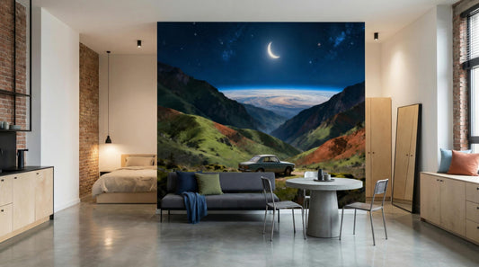 Dreamy Cosmic View Celestial Wallpaper – lifestyle view, Golden Era Walls