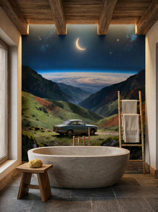 Dreamy Cosmic View Celestial Wallpaper – peel and stick wallpaper mural, Golden Era Walls