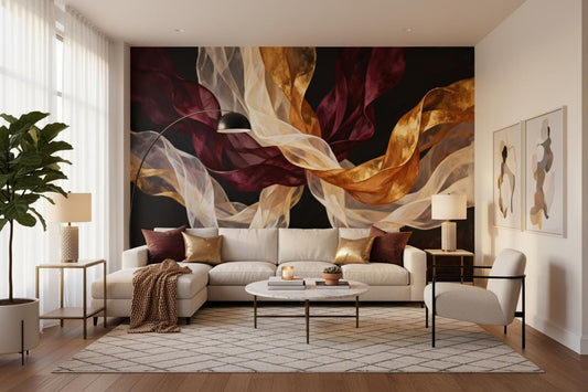 Luxury Abstract Dark Gold Geometric Wallpaper – detail view, Golden Era Walls
