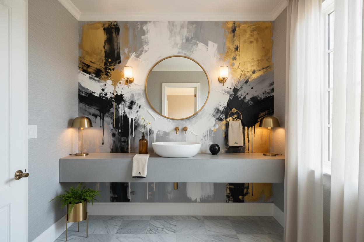Luxury Abstract Gold Black Geometric Wallpaper – alternate view, Golden Era Walls
