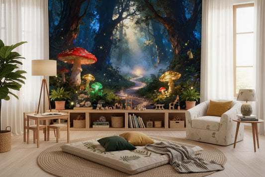 Fairytale Castle Gray Watercolor Wallpaper – peel and stick wallpaper mural, Golden Era Walls