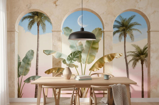 Luxury Arch Gold Leaves Tropical Wallpaper – lifestyle view, Golden Era Walls