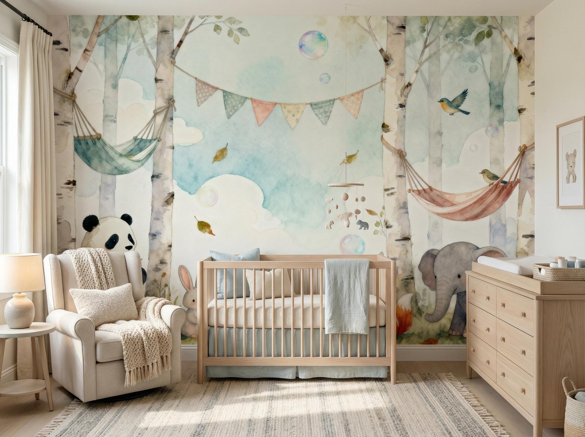 Forest Animals Whimsical Woodland Wallpaper – alternate view, Golden Era Walls