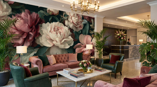 Dark Academia Floral Moody Floral Wallpaper – lifestyle view, Golden Era Walls