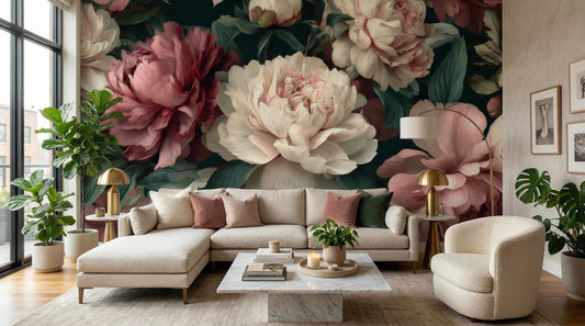 Dark Academia Floral Moody Floral Wallpaper – detail view, Golden Era Walls