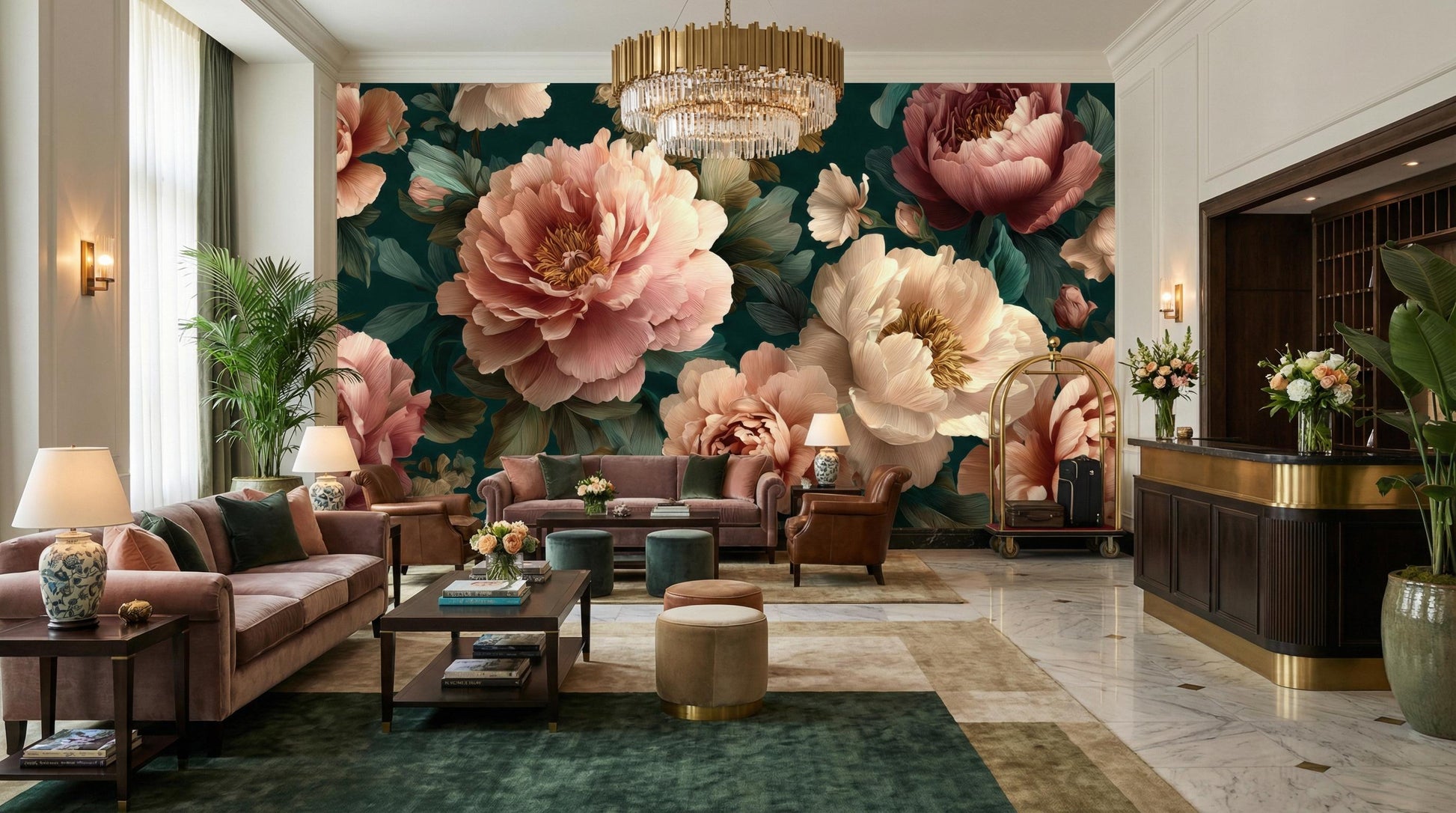Dark Floral Moody Vintage Floral Wallpaper – detail view, Golden Era Walls