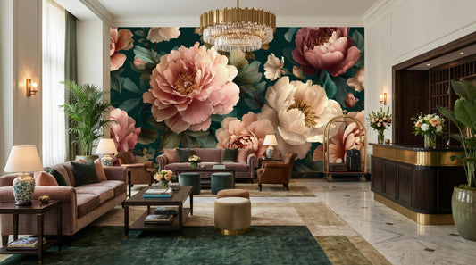 Dark Floral Moody Vintage Floral Wallpaper – detail view, Golden Era Walls