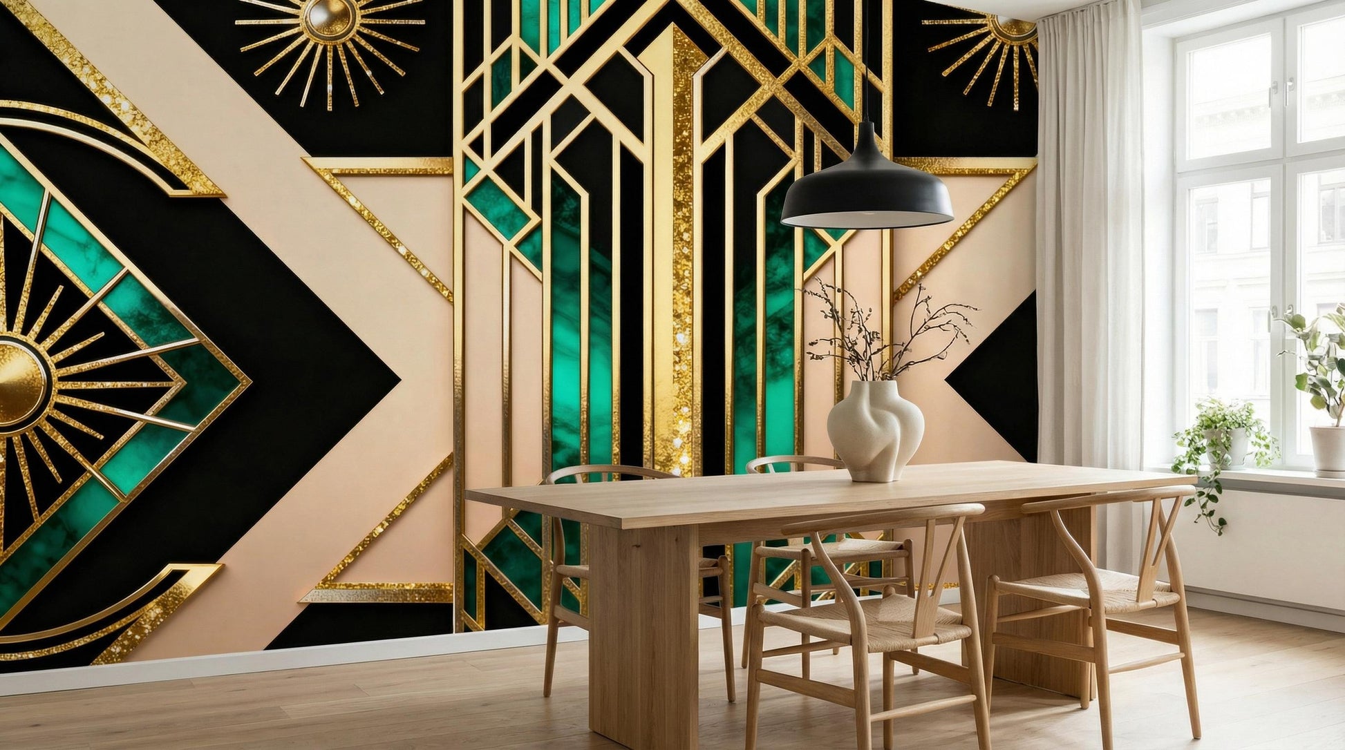 Dark Green Floral Moody Floral Wallpaper – scale reference, Golden Era Walls