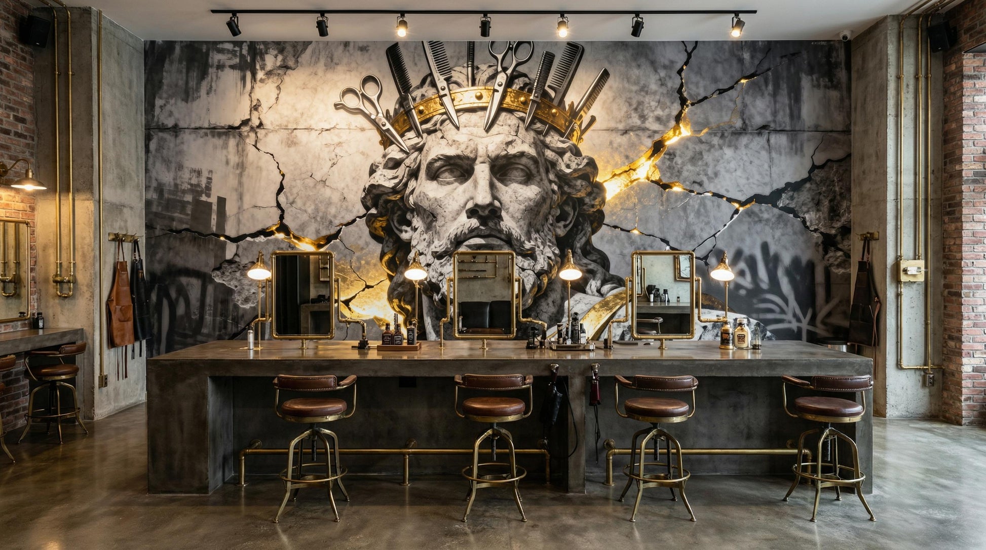 Barber Shop Custom Size Floral Wallpaper – scale reference, Golden Era Walls