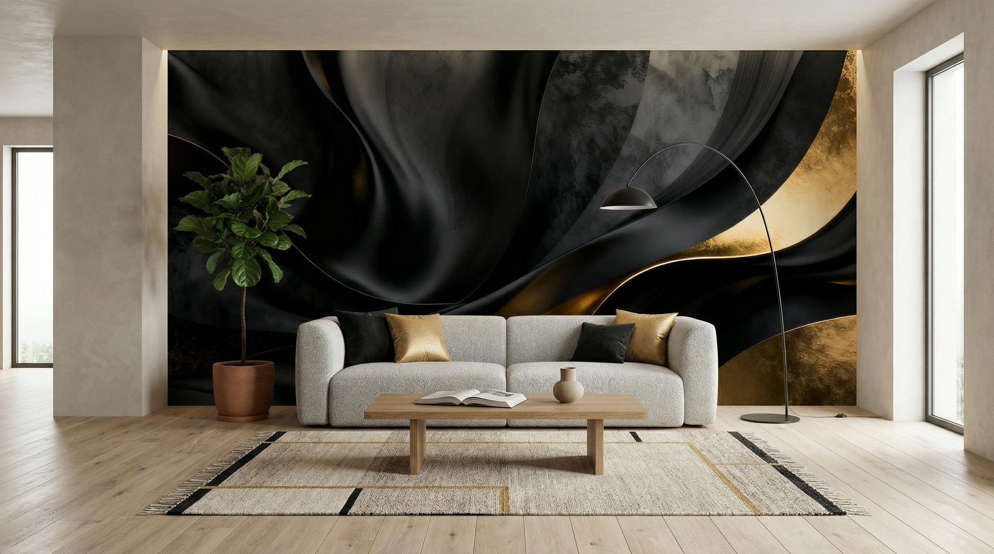 Black Gold Abstract Luxury Marble Wallpaper – alternate view, Golden Era Walls
