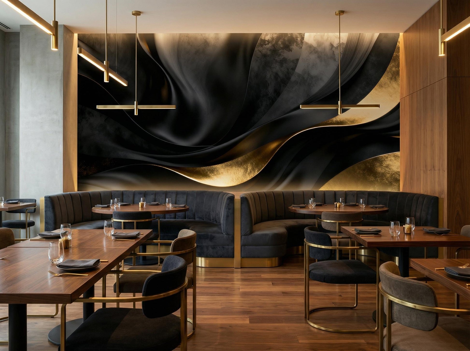 Black Gold Abstract Luxury Marble Wallpaper – peel and stick wallpaper mural, Golden Era Walls