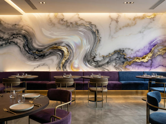 Luxury Marble Gold Purple Marble Wallpaper – detail view, Golden Era Walls