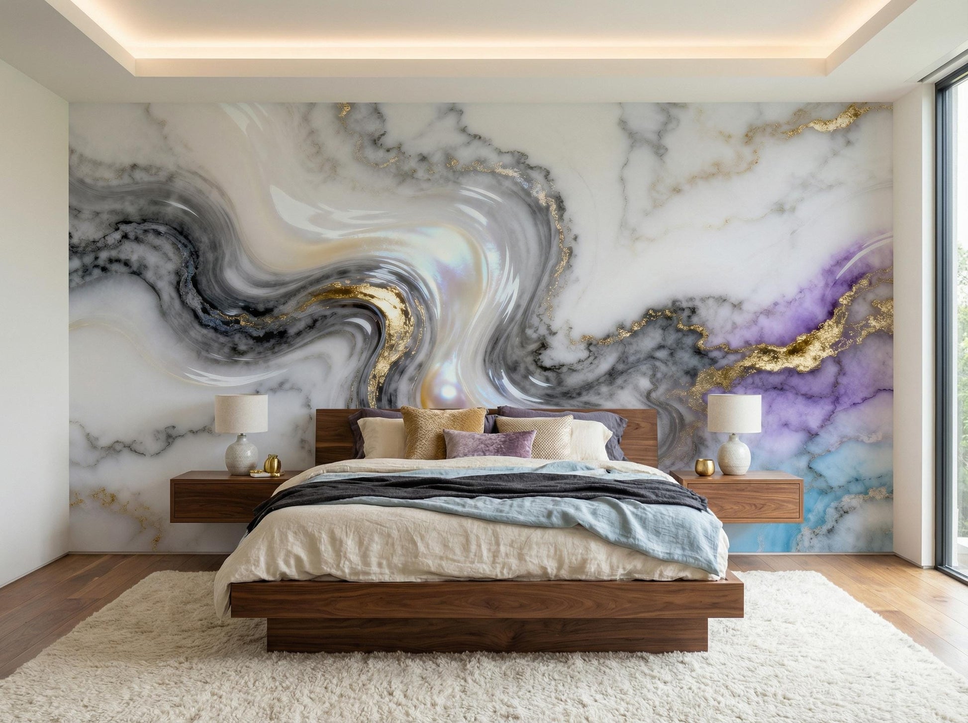 Luxury Marble Gold Purple Marble Wallpaper – scale reference, Golden Era Walls