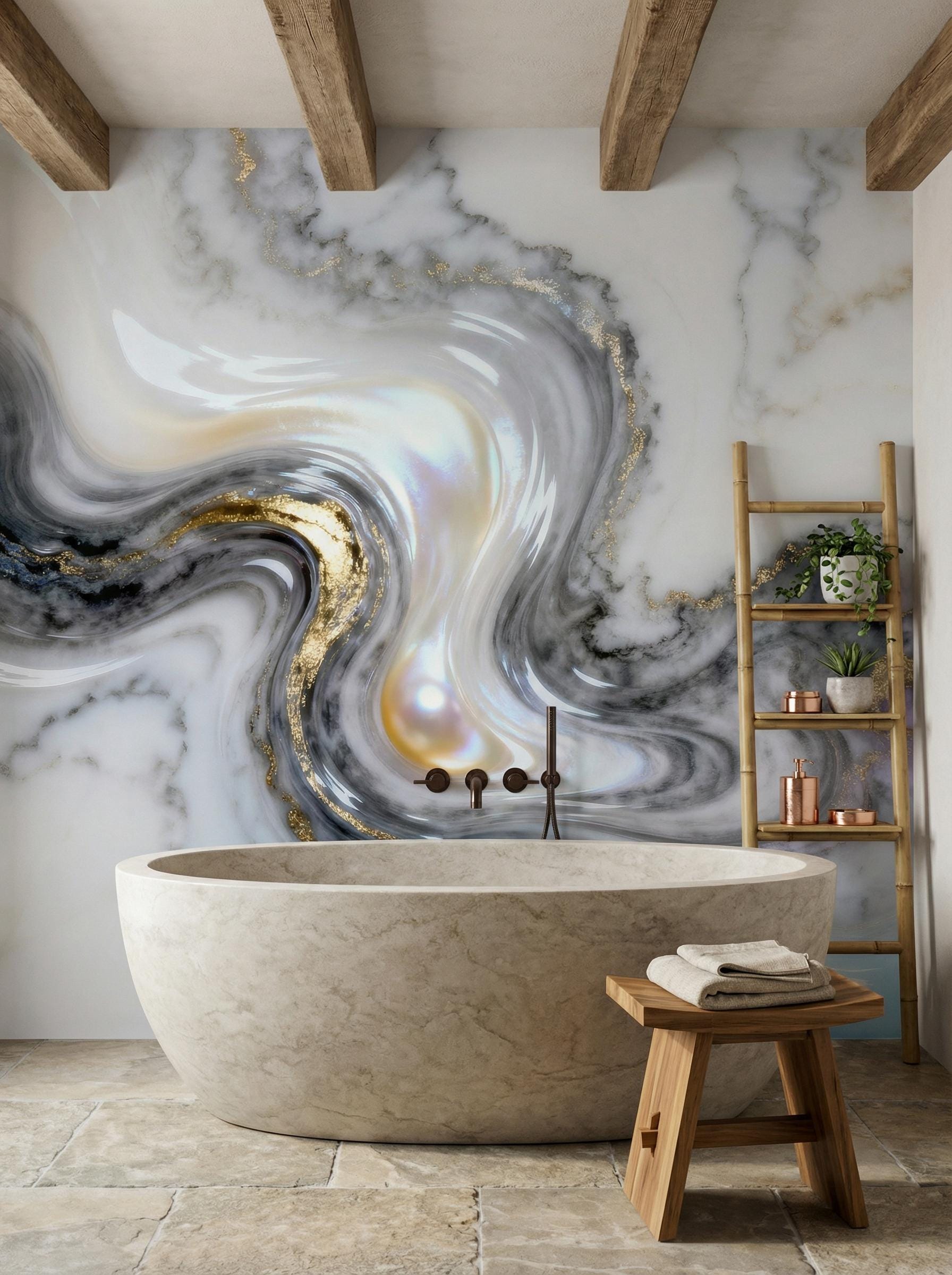 Luxury Marble Gold Purple Marble Wallpaper – alternate view, Golden Era Walls