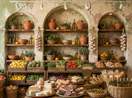 Mediterranean Kitchen Rustic Faux Marble Wallpaper – detail view, Golden Era Walls