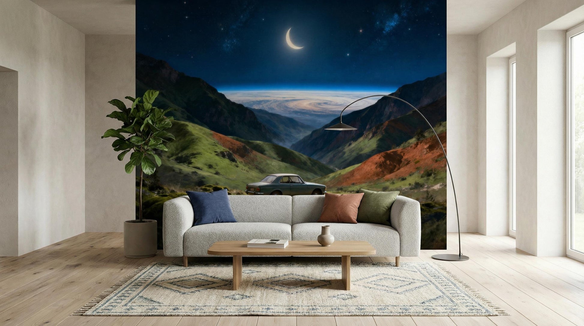 Dreamy Cosmic View Celestial Wallpaper – detail view, Golden Era Walls