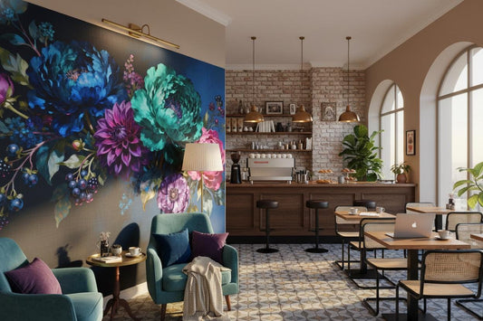 Dark Academia Floral Moody Floral Wallpaper wallpaper mural, peel and stick removable, Golden Era Walls