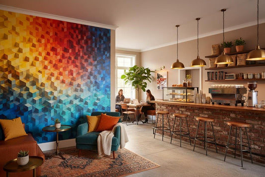 3D Geometric Cube Multi Geometric Wallpaper – peel and stick wallpaper mural, Golden Era Walls