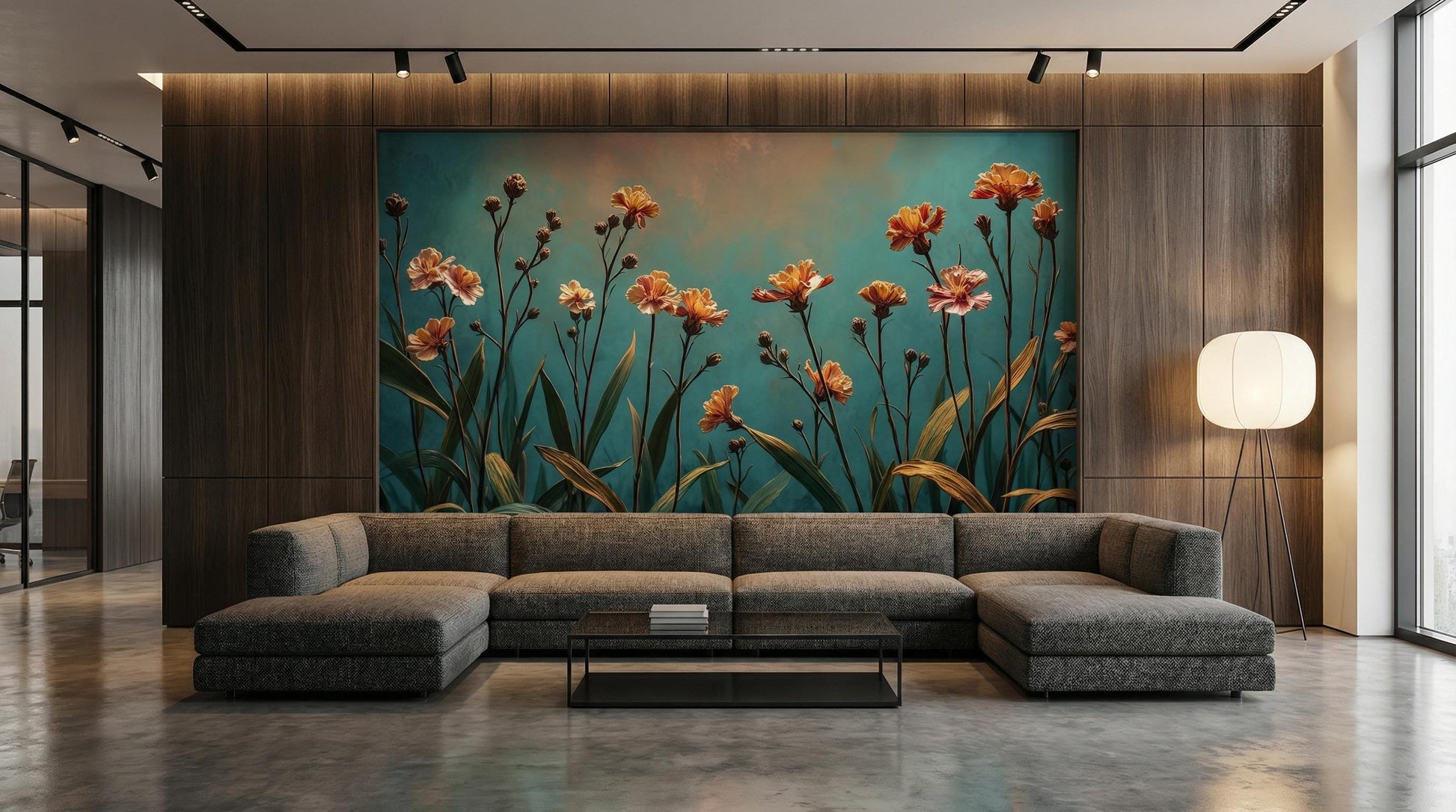Moody Floral Golden Hour Floral Wallpaper – detail view, Golden Era Walls