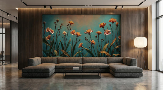 Moody Floral Golden Hour Floral Wallpaper – detail view, Golden Era Walls