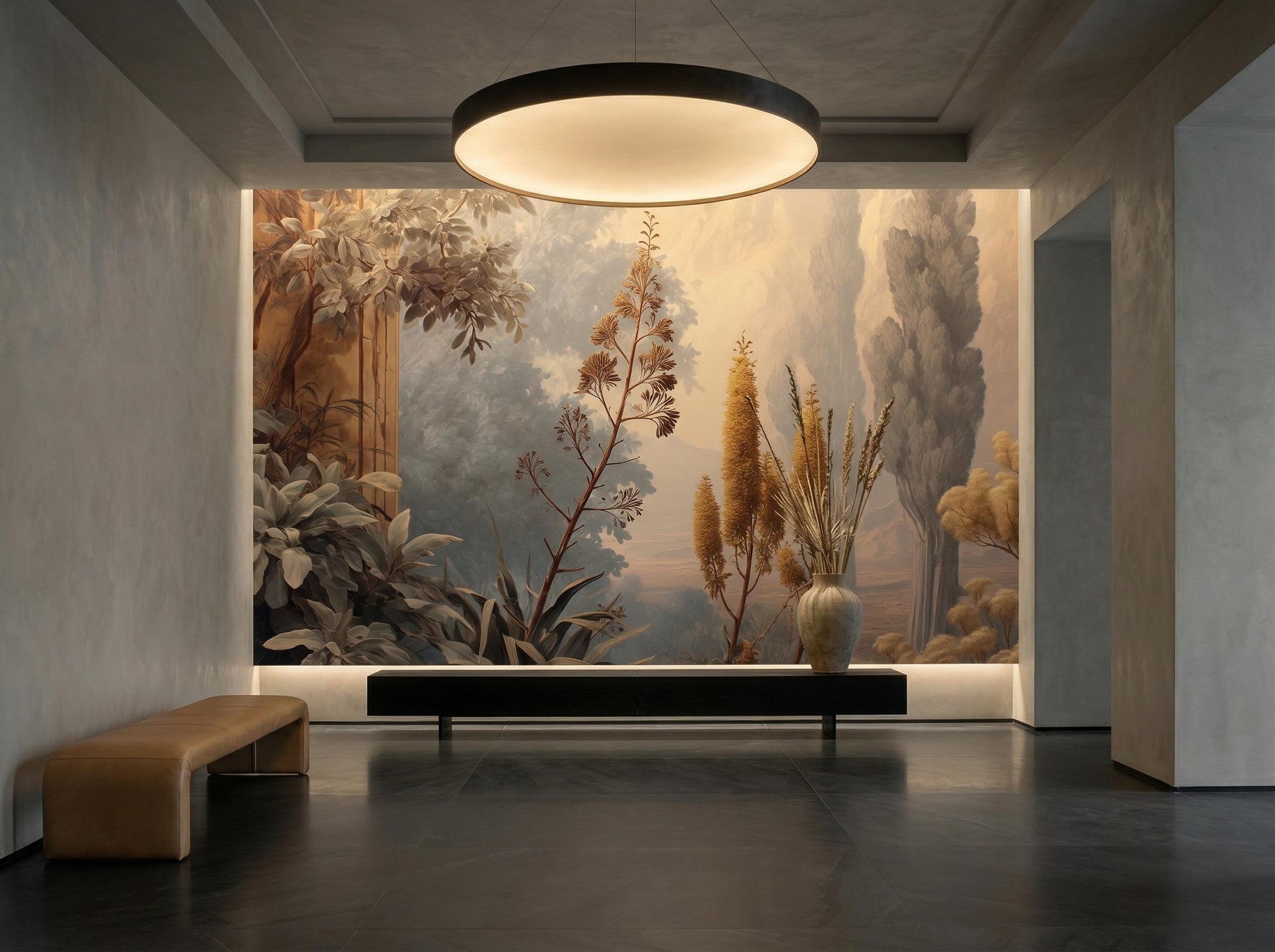 Mediterranean Tree Golden Sunset Wallpaper – detail view, Golden Era Walls