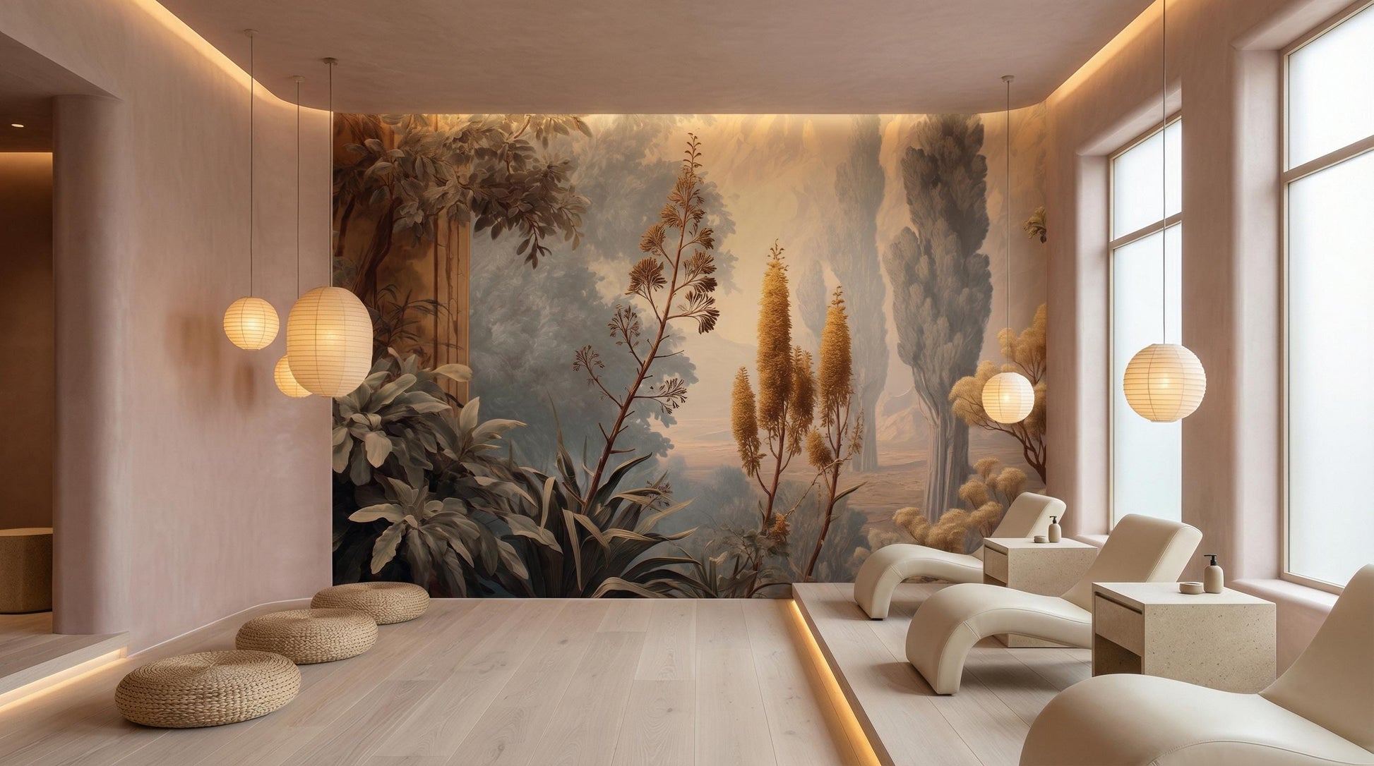 Mediterranean Tree Golden Sunset Wallpaper – alternate view, Golden Era Walls