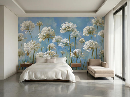 Elegant Floral Art Blue Floral Wallpaper – detail view, Golden Era Walls