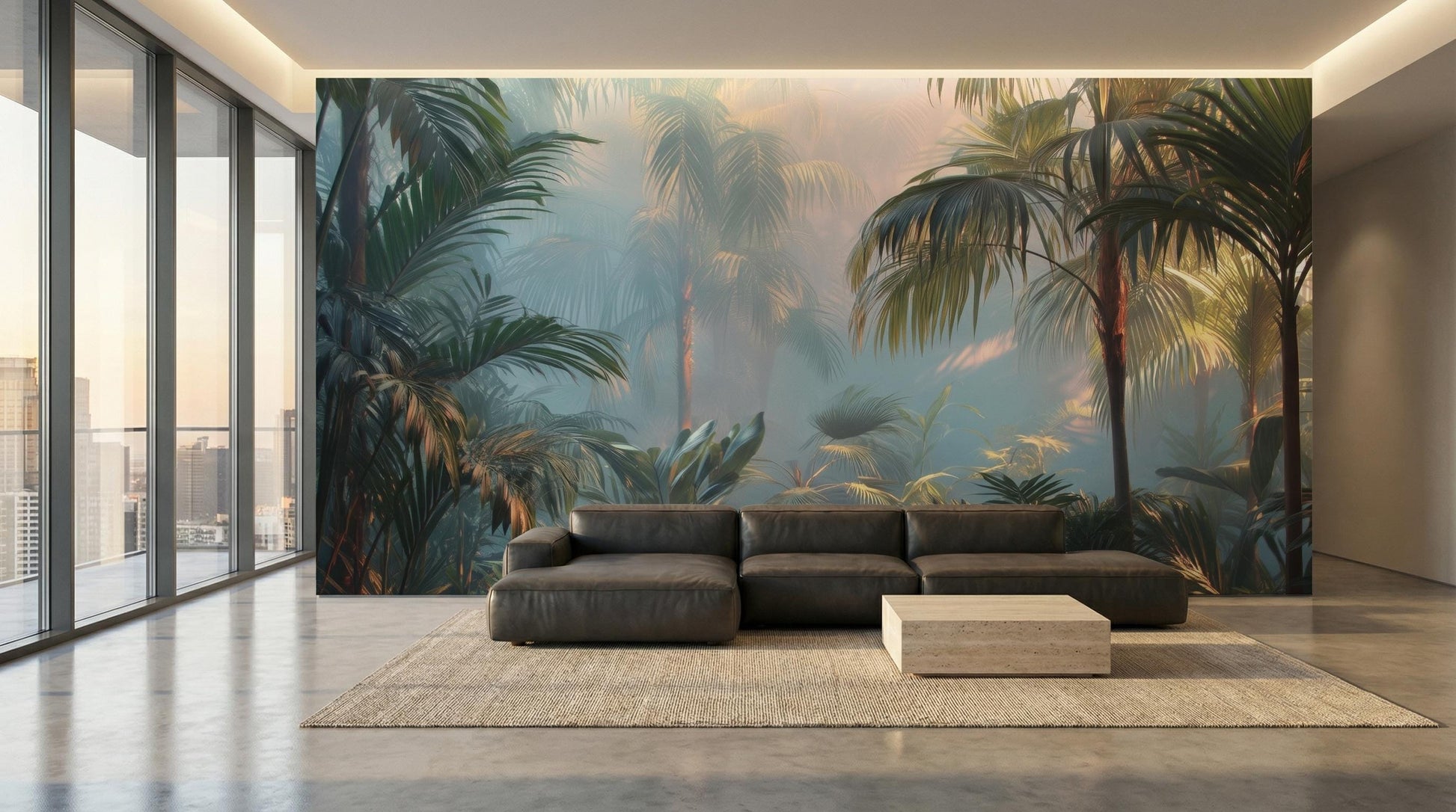 Lush Tropical Jungle Moody Floral Wallpaper – scale reference, Golden Era Walls