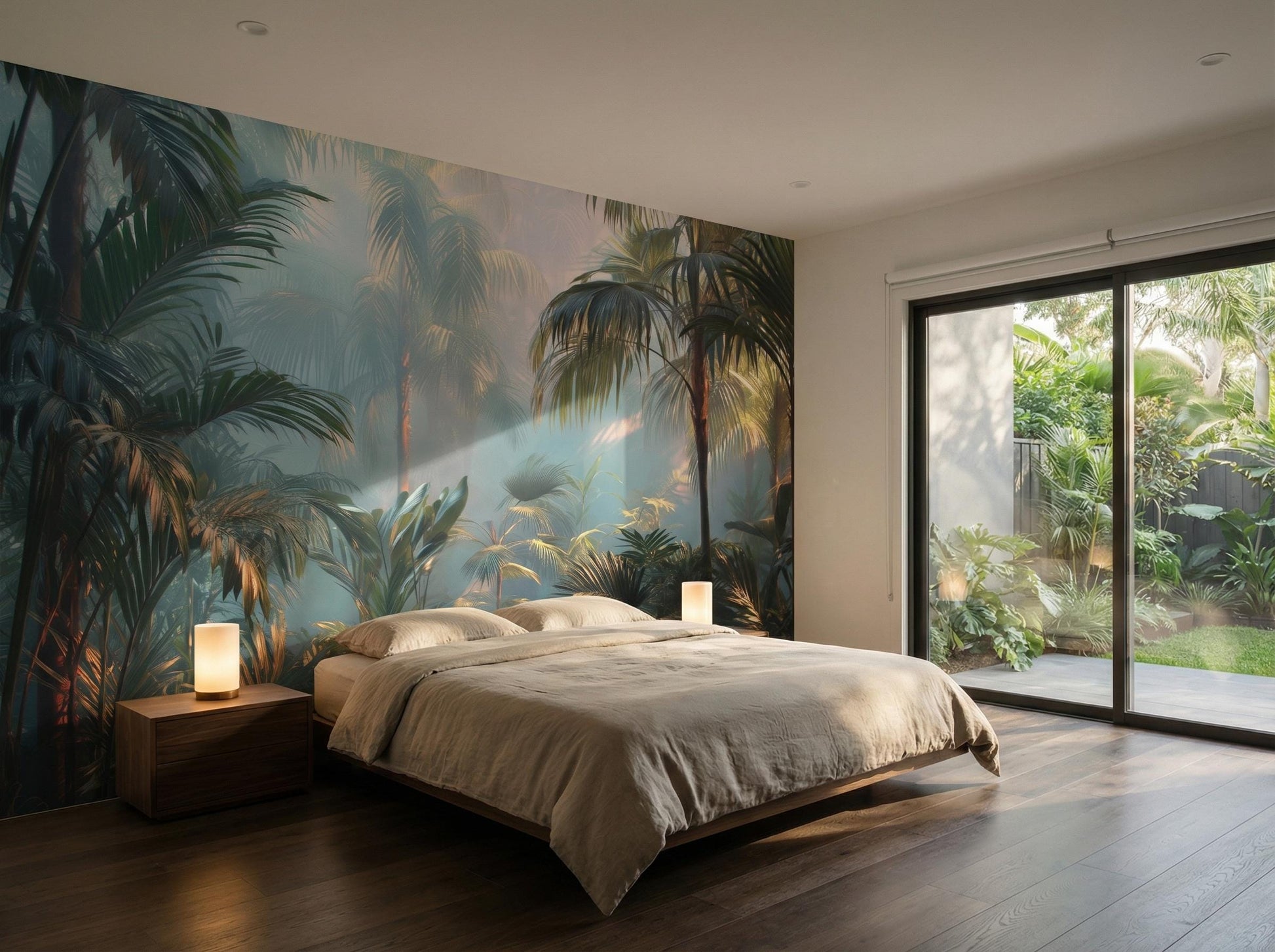 Lush Tropical Jungle Moody Floral Wallpaper – lifestyle view, Golden Era Walls