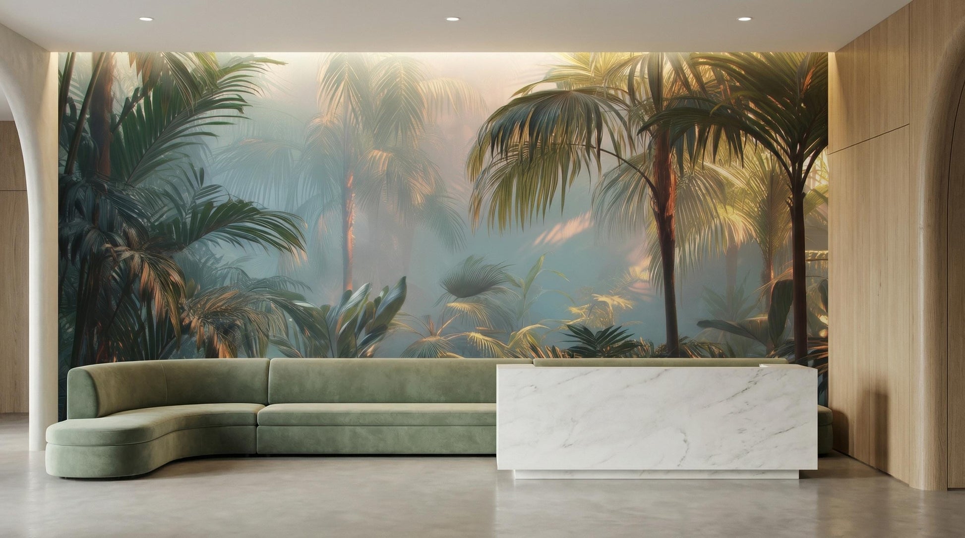 Lush Tropical Jungle Moody Floral Wallpaper – detail view, Golden Era Walls