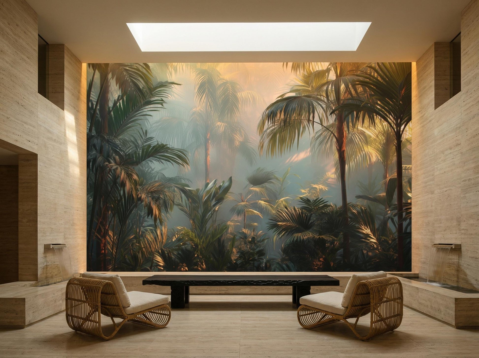 Lush Tropical Jungle Moody Floral Wallpaper – peel and stick wallpaper mural, Golden Era Walls