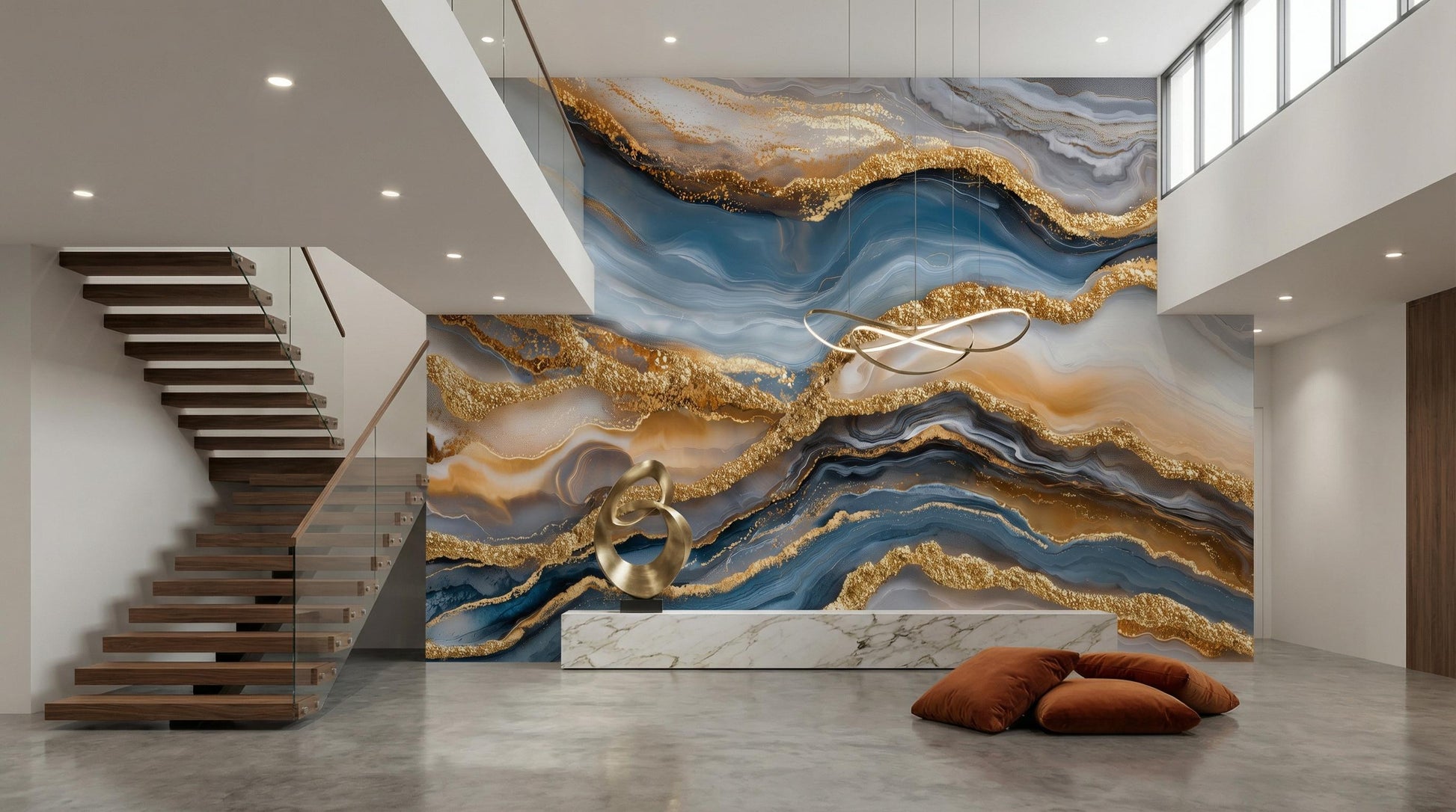 Luxury Liquid Abstract Alcohol Marble Wallpaper – detail view, Golden Era Walls