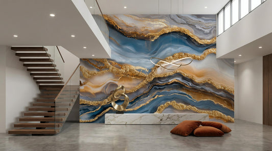 Luxury Liquid Abstract Alcohol Marble Wallpaper – detail view, Golden Era Walls